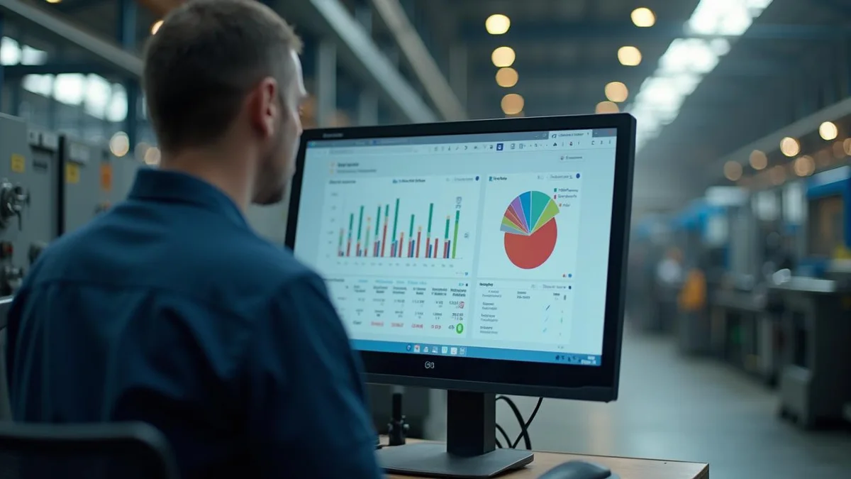 Controller analisando indicadores num monitor, numa indústria do Rio Grande do Sul: custeio por absorção