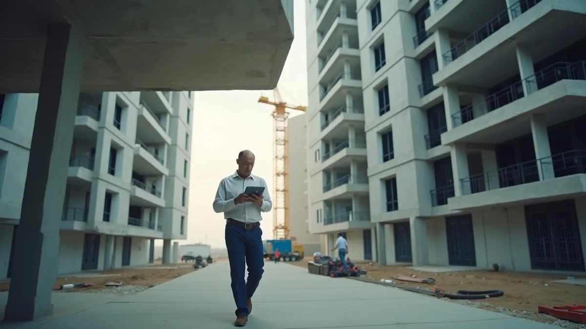 Diretor percorrendo a operação com um tablet na mão, numa construtora do Rio Grande do Sul: custo por obra