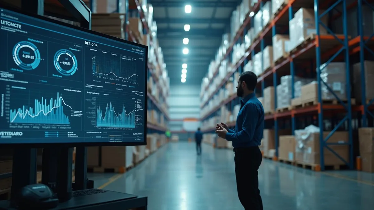 Controller analisando indicadores num monitor, num centro de distribuição do Rio Grande do Sul: custo por posição