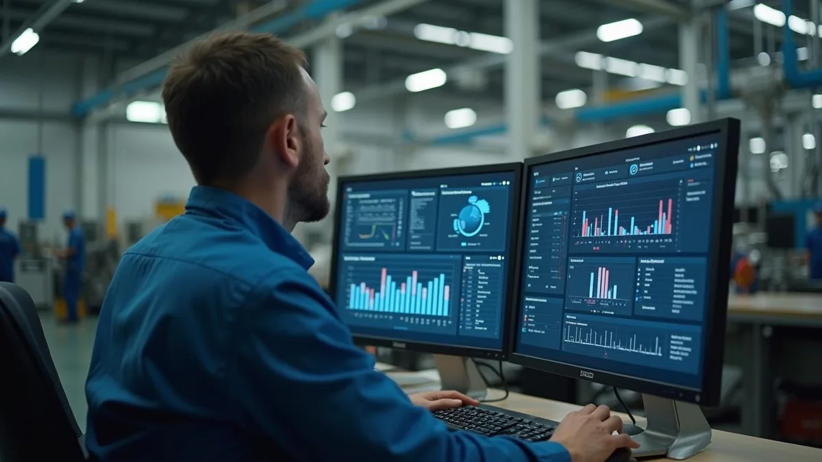 Controller analisando indicadores num monitor, numa indústria do Rio Grande do Sul: preço industrial na reforma tributária